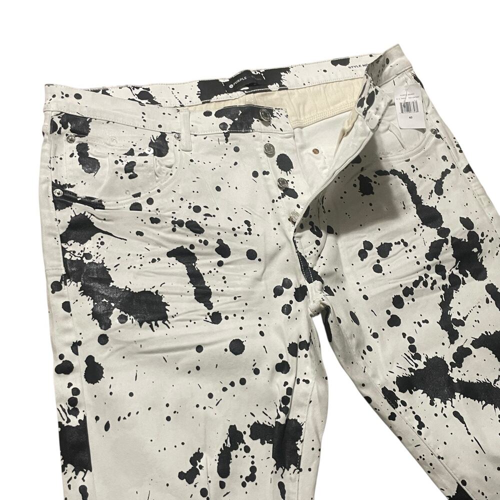 NWT Purple Brand Jeans Mens Sz 38x34 White & Black Paint Splatter P001 Slim READ